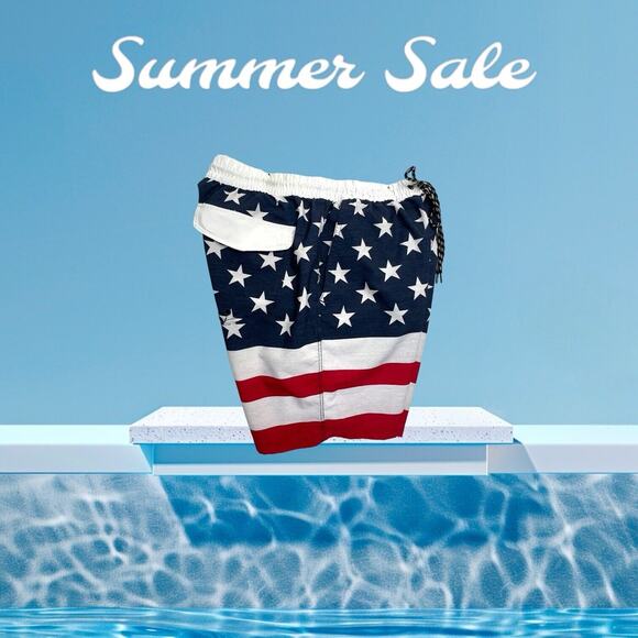 Hurley Swin Board Shorts M Red White And Blue Stars Stripes - Picture 4 of 16